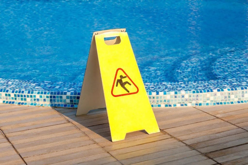 pool dangers: slips and falls
