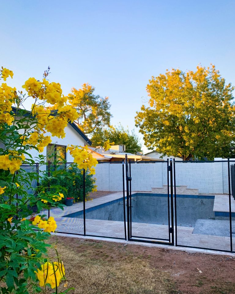 Pool fence in Scottsdale, combining safety with elegant design around a backyard pool