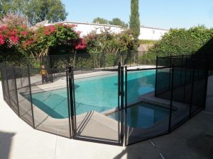 Pool safety fence in Orange County backyard