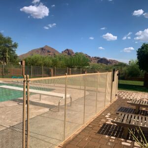 Gilbert pool fence providing secure protection with a scenic view, blending functionality and beauty