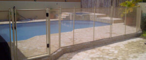 Reliable mesh pool fence installed in a Riverside backyard for added security