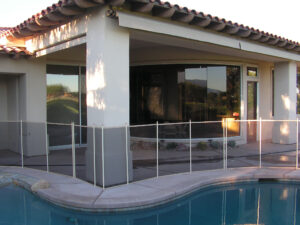 Elegant desert pool fence enhancing modern backyard