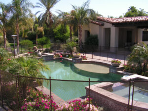 desert stylish backyard pool fence