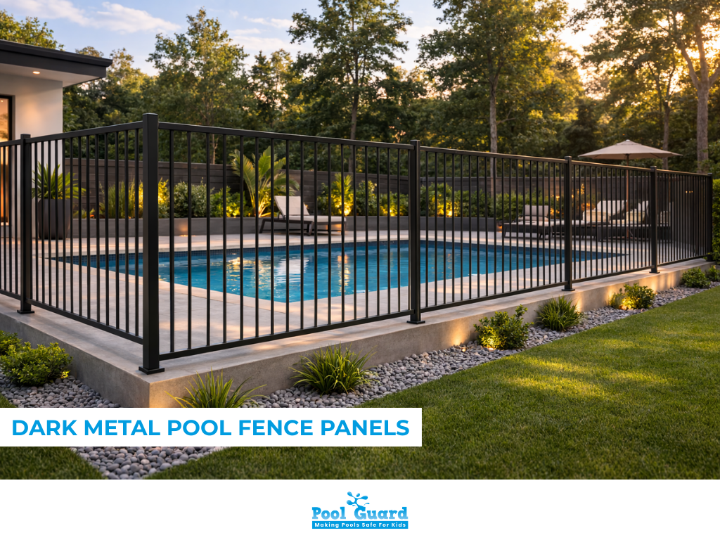 Dark Metal Pool Fence Panels