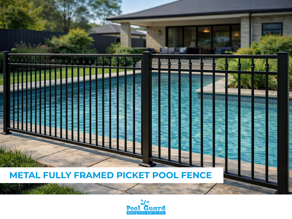 Metal Fully Framed Picket Pool Fence