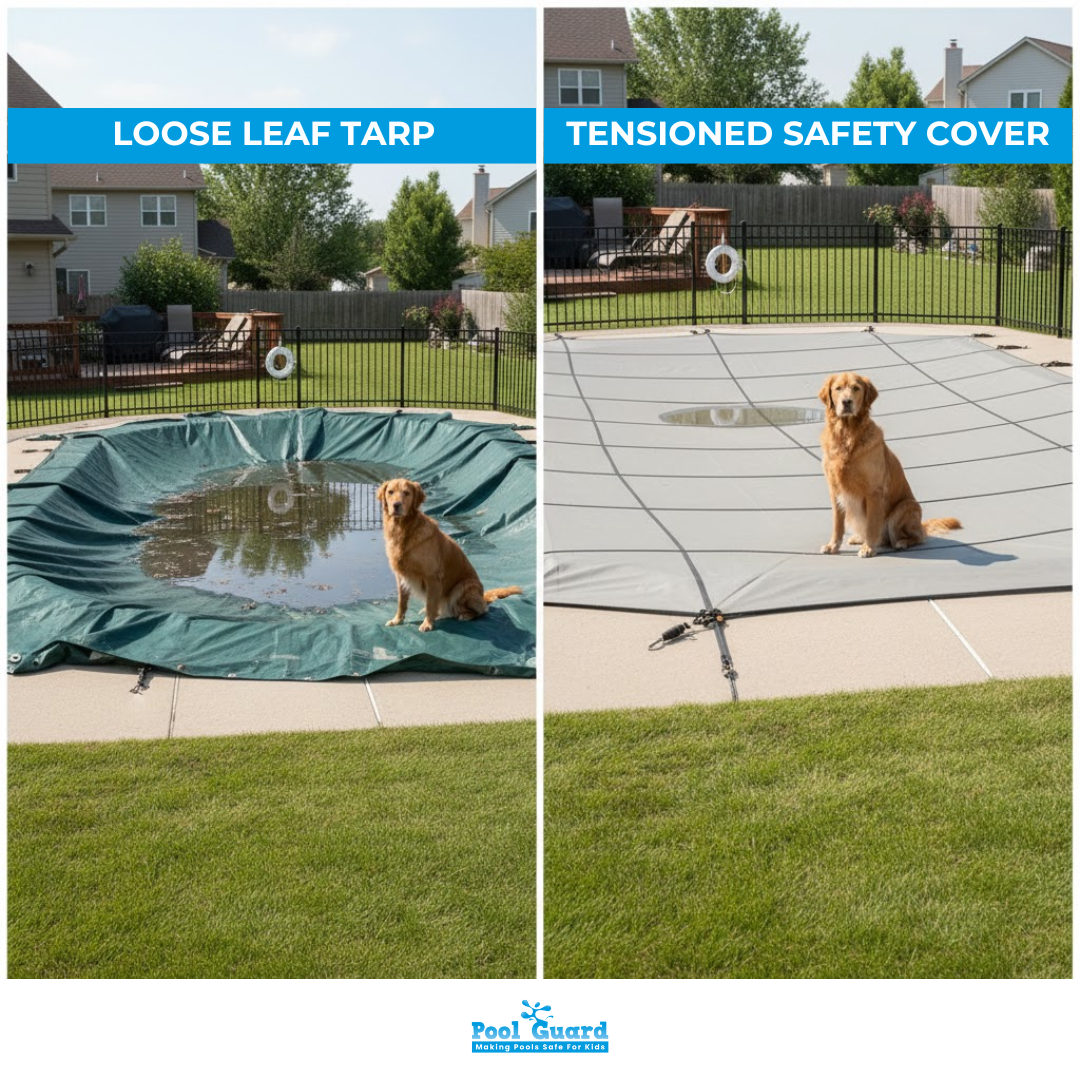 How To Keep Dog Out of Pool - Leaf Cover vs. Safety Cover