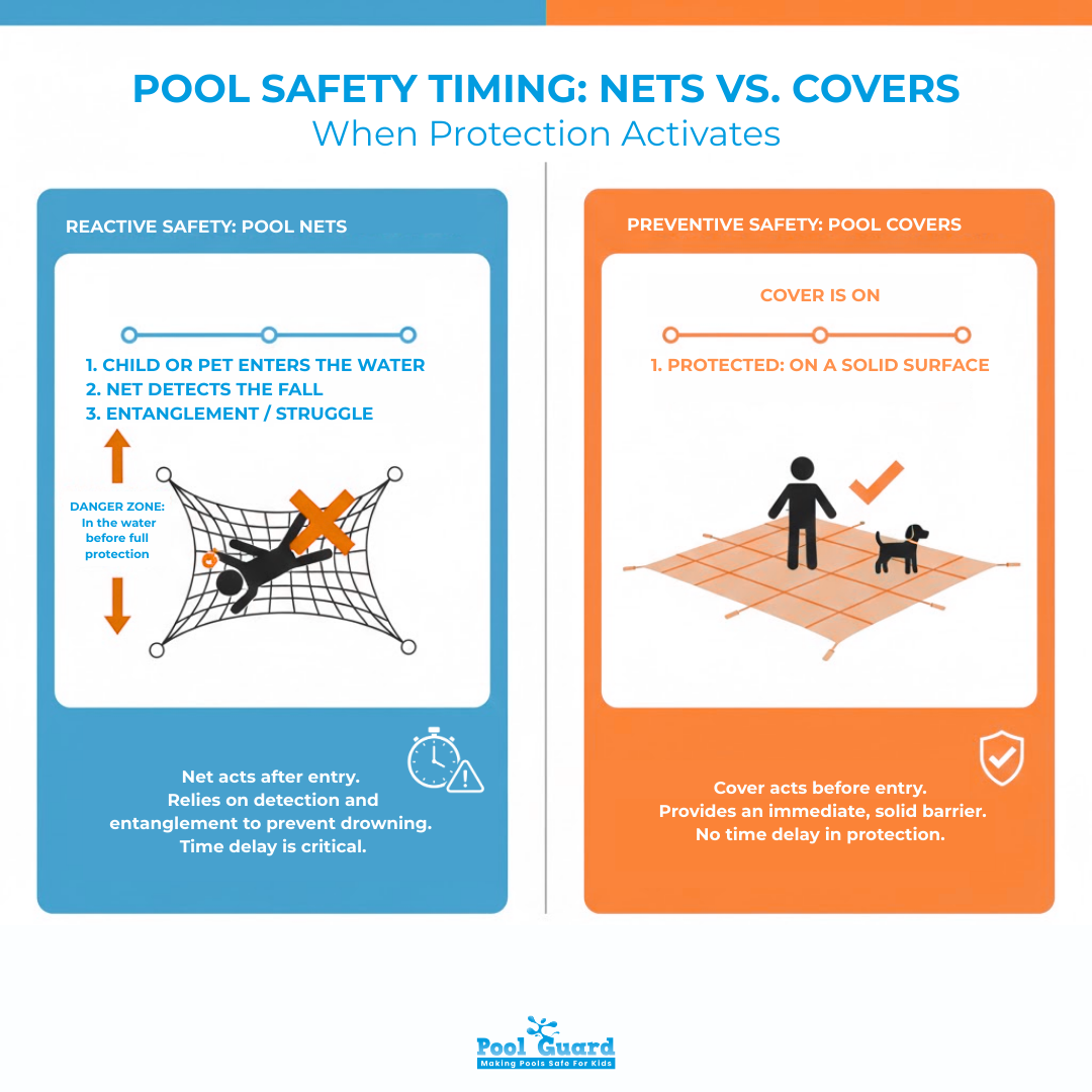 POOL SAFETY TIMING: NETS VS. COVERS infographic