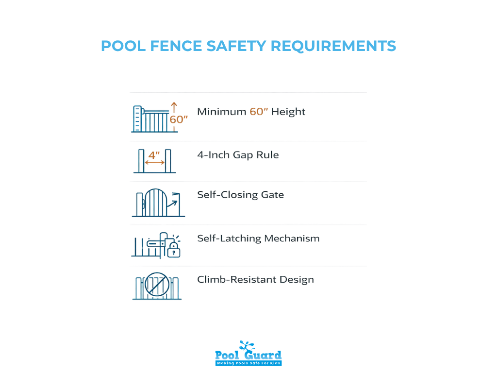 California pool fence requirements - Infographic