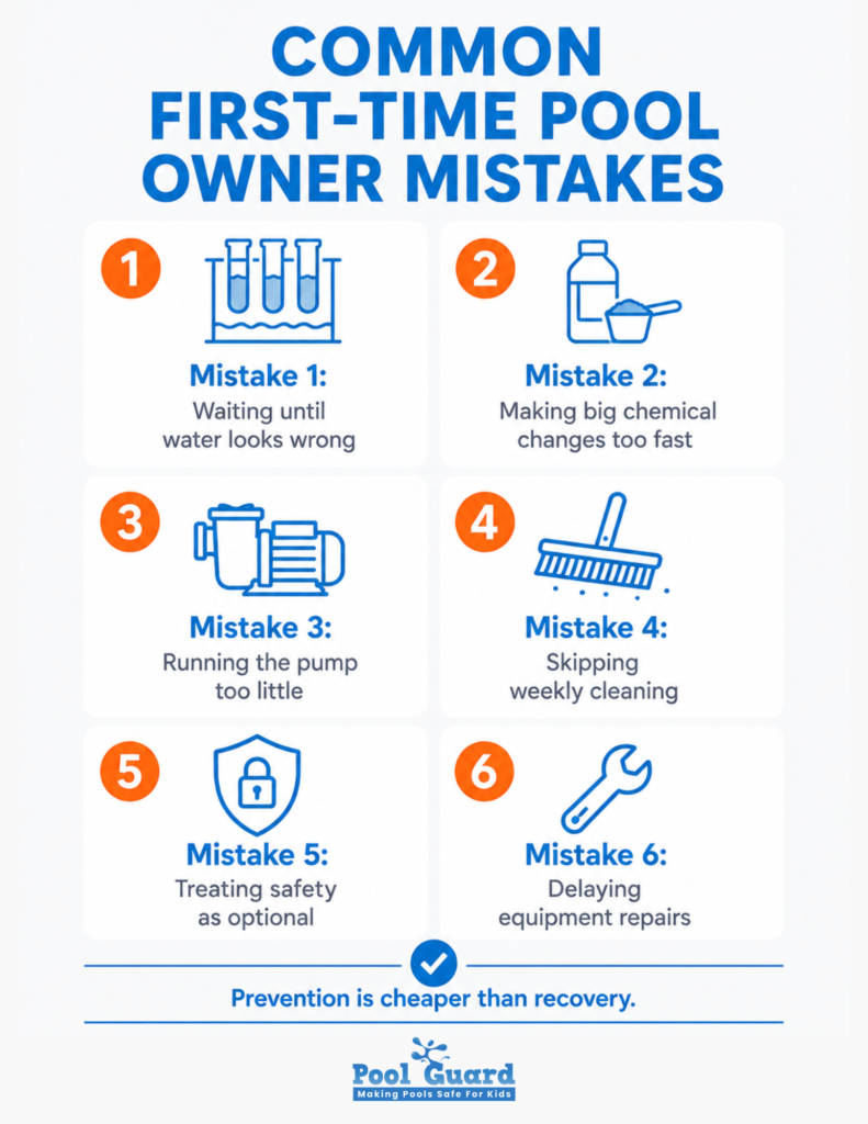 Common First Time Pool Owner Mistakes - Infographic
