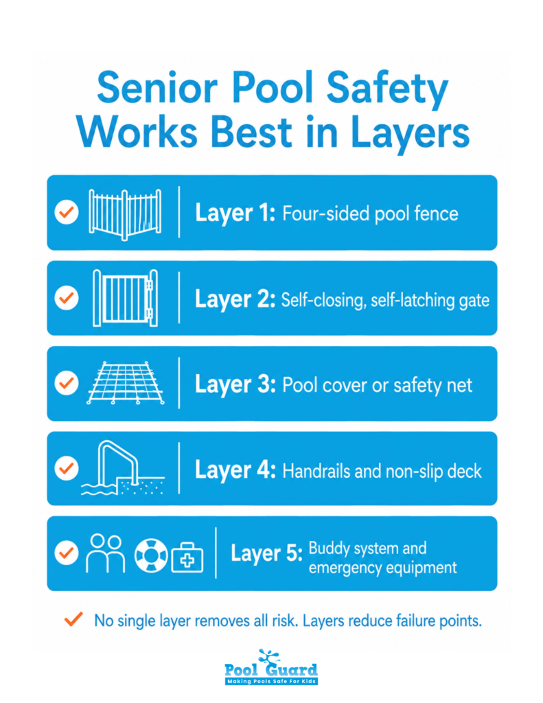 Senior Pool Safety Works Best in Layers - Infographics