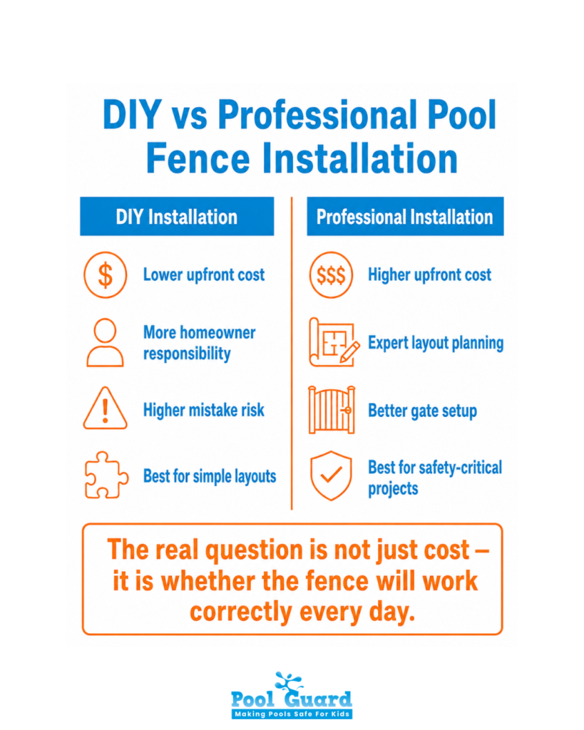DIY vs Professional Pool Fence Installation – Key Differences - Infographic