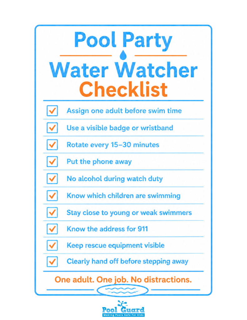 Pool Party Water Watcher Checklist - Infographic