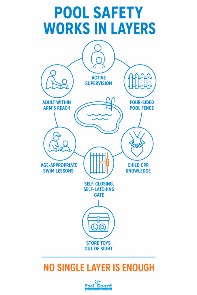 Pool Safety Works in Layers - Infographic
