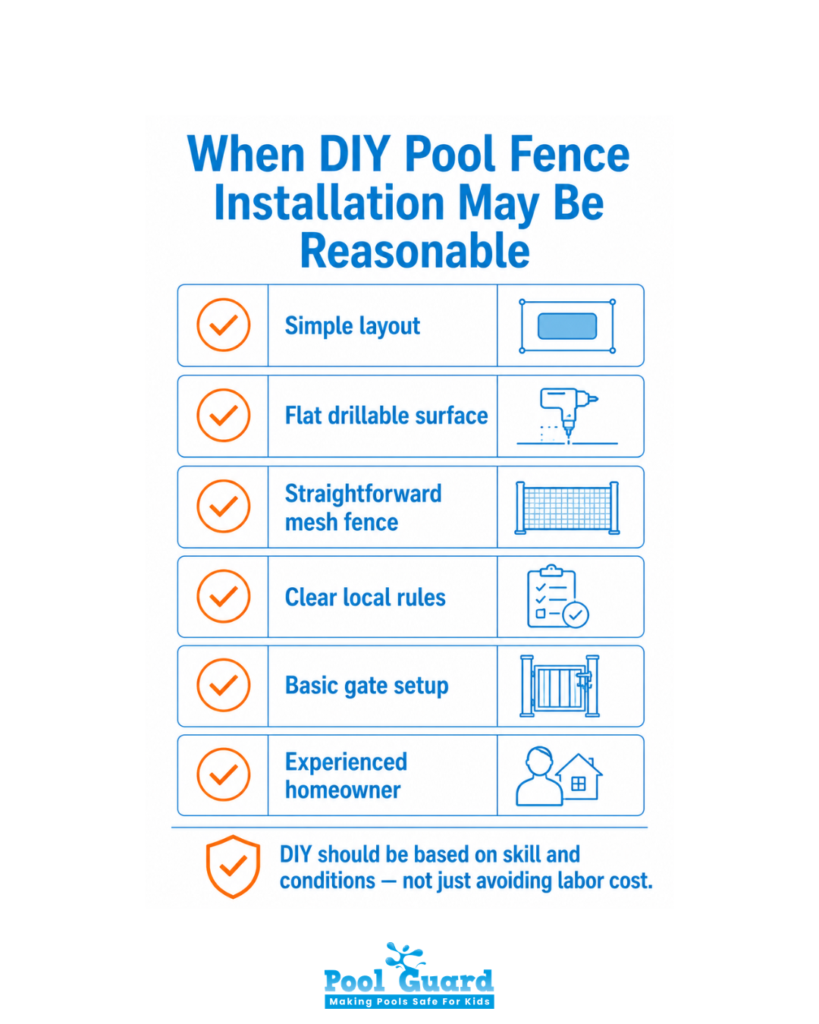When DIY Pool Fence Installation May Be Reasonable - Infographic