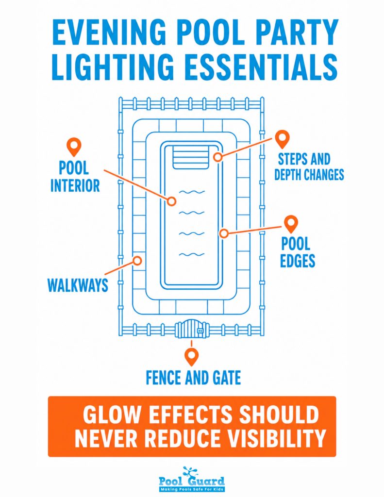 Evening Pool Party Lighting Essentials - Infographic