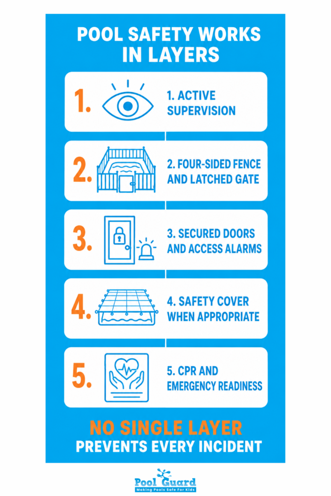 Pool Safety Works in Layers - Infographic