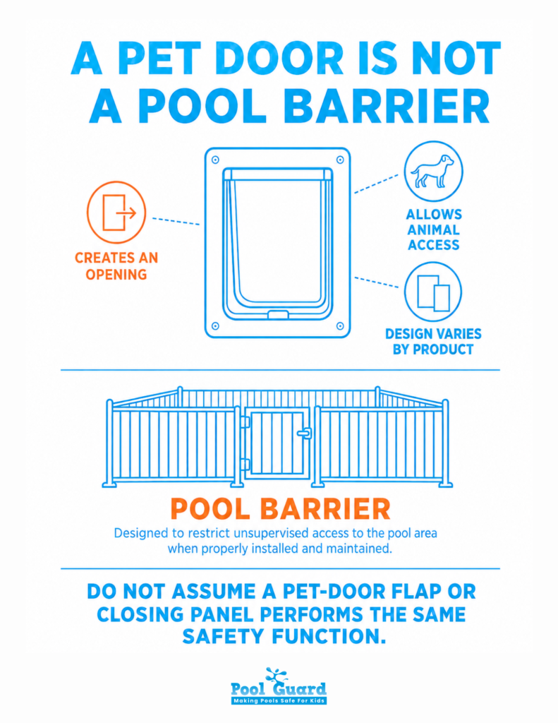 A Pet Door Is Not a Pool Barrier - Infographic