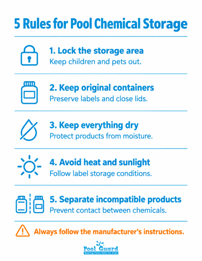 5 Rules for Pool Chemical Storage - Infographic